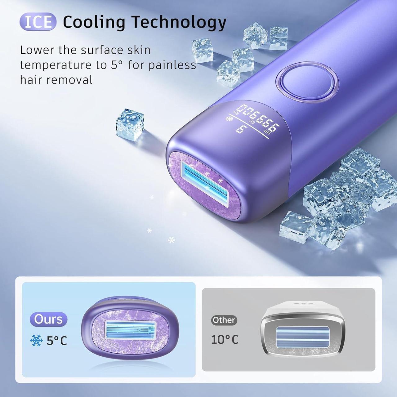 Alt view image 2 of 7 - Laser Hair Removal with 5 Ice Cooling, Painless IPL Laser Hair Removal Device 3 In 1 Ubroo At Home Hair Remover Machine for Women Men Electrolysis Permanent Epilator on Face Body Depilation (Purple)