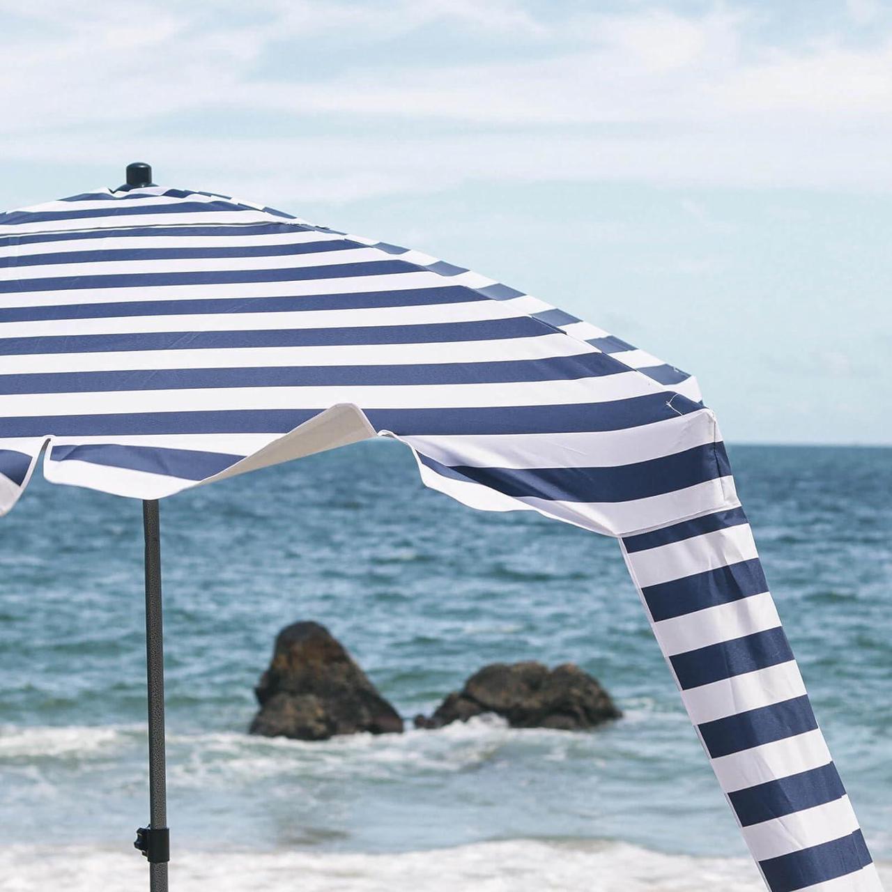 Alt view image 7 of 7 - Beach Cabana - UPF 100+ UV Protection Beach Tent, Easy to Set Up 6' x 6' Canopy with Attachable Wall, Waterproof Fabric, Portable Shelter for Family & Friends (Navy Blue)
