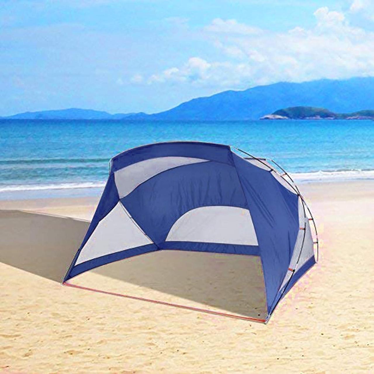 Alt view image 6 of 6 - Beach Tent, 3/4 Person Sun Shelter Beach Shade Tent with UPF 50+ Protection, Portable Lightweight and Easy Setup Beach Canopy Baby Beach Tent for Camping, Hiking, Fishing, Backyard, Picnics- Navy Blue