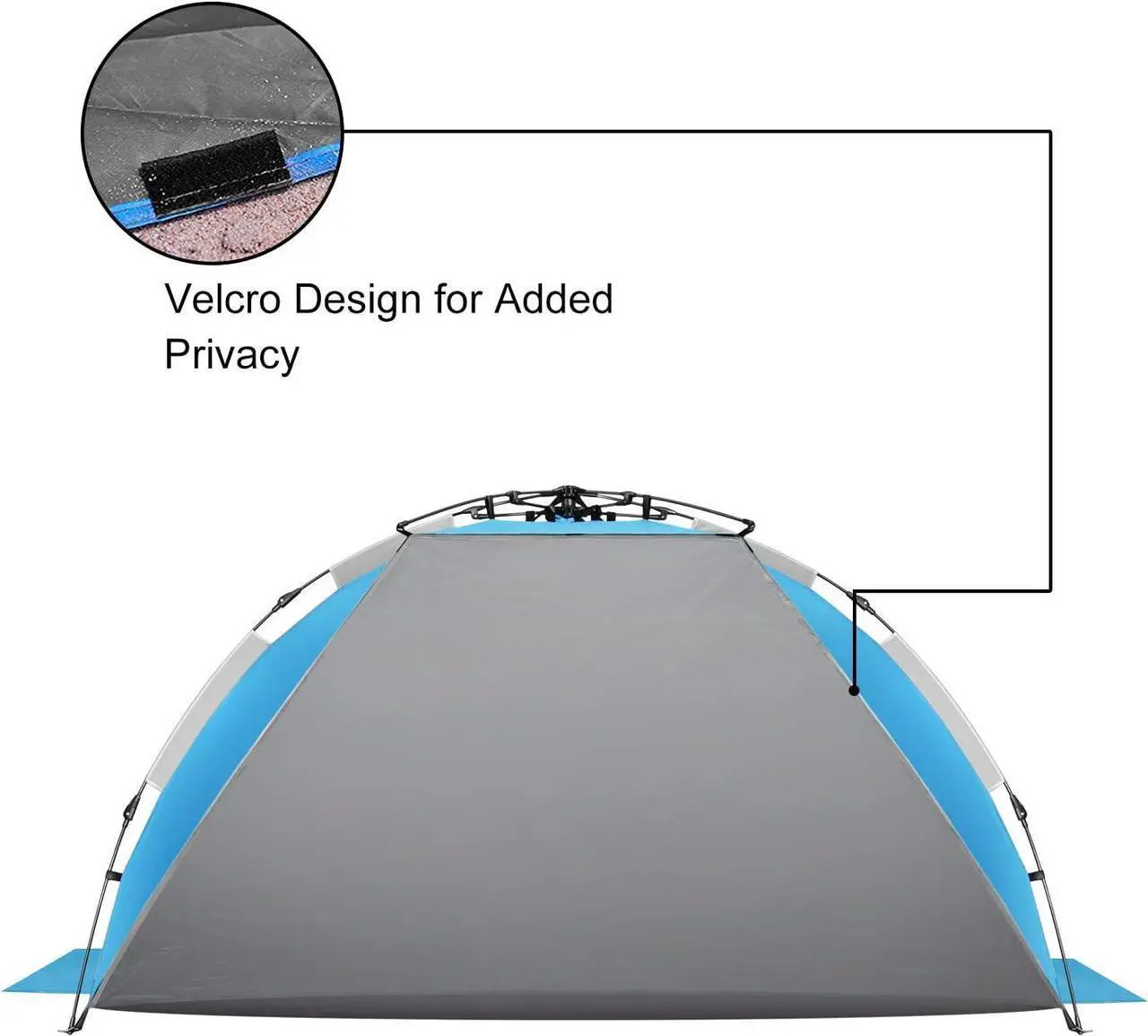 Alt view image 5 of 5 - Oileus XX-Large Beach Tent Sun Shelter for 5-6 Person Portable Sun Shade Instant Pop Up Tent for Beach with Carrying Bag, Stakes, 6 Sand Pockets, Anti UV for Fishing Hiking Camping Blue