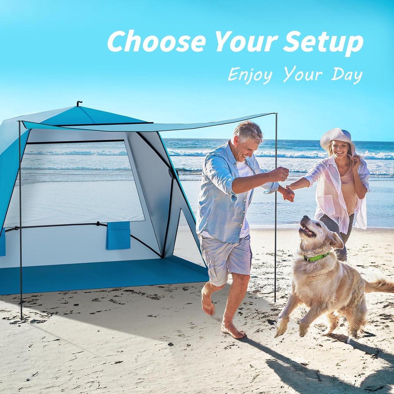 Alt view image 3 of 6 - Pop Up Beach Tent Shelter: PalProt® 3-4 People Large Sun Shade - Portable UPF 50+ UV Protection Lightweight with Carry Bag - 1S Easy Instant Summer Canopy Gear | Outdoor Travel Camping Picnic