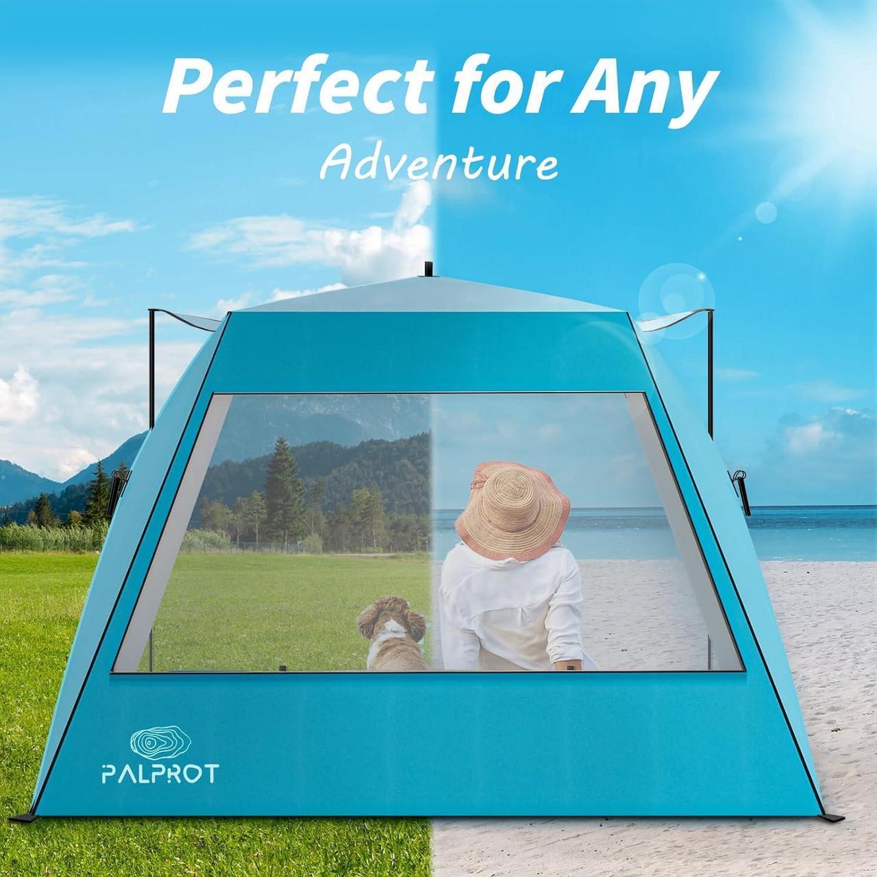 Alt view image 6 of 6 - Pop Up Beach Tent Shelter: PalProt® 3-4 People Large Sun Shade - Portable UPF 50+ UV Protection Lightweight with Carry Bag - 1S Easy Instant Summer Canopy Gear | Outdoor Travel Camping Picnic