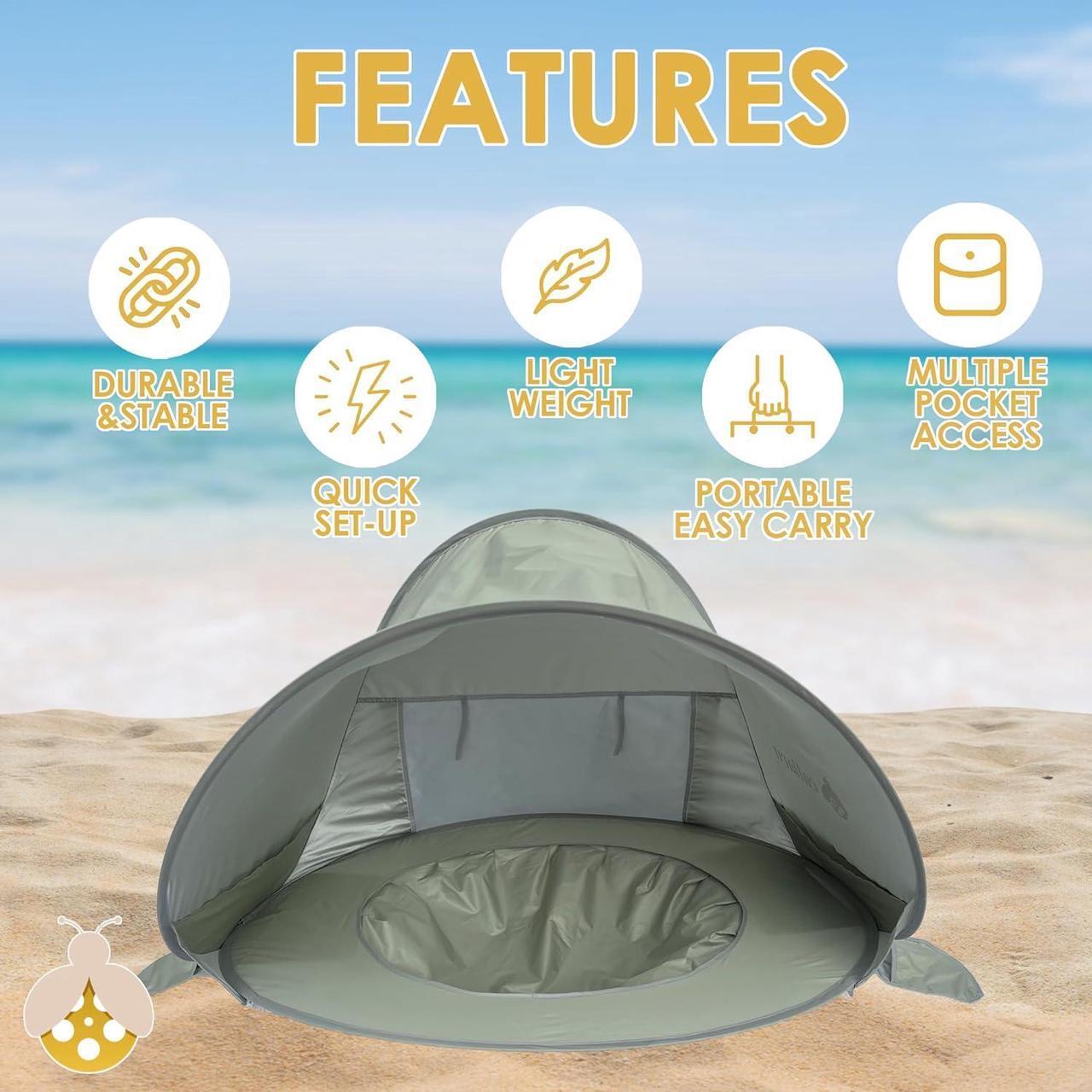 Alt view image 2 of 7 - Baby Beach Tent and Portable Shade Pool, UV Tent for Babies Pop-Up, UPF 50+ | Ideal Beach Tent Sun Shelter and Pop-Up Tent for Baby, Infant, & Pet | Outdoor Beach Shade and Toddler Cabana