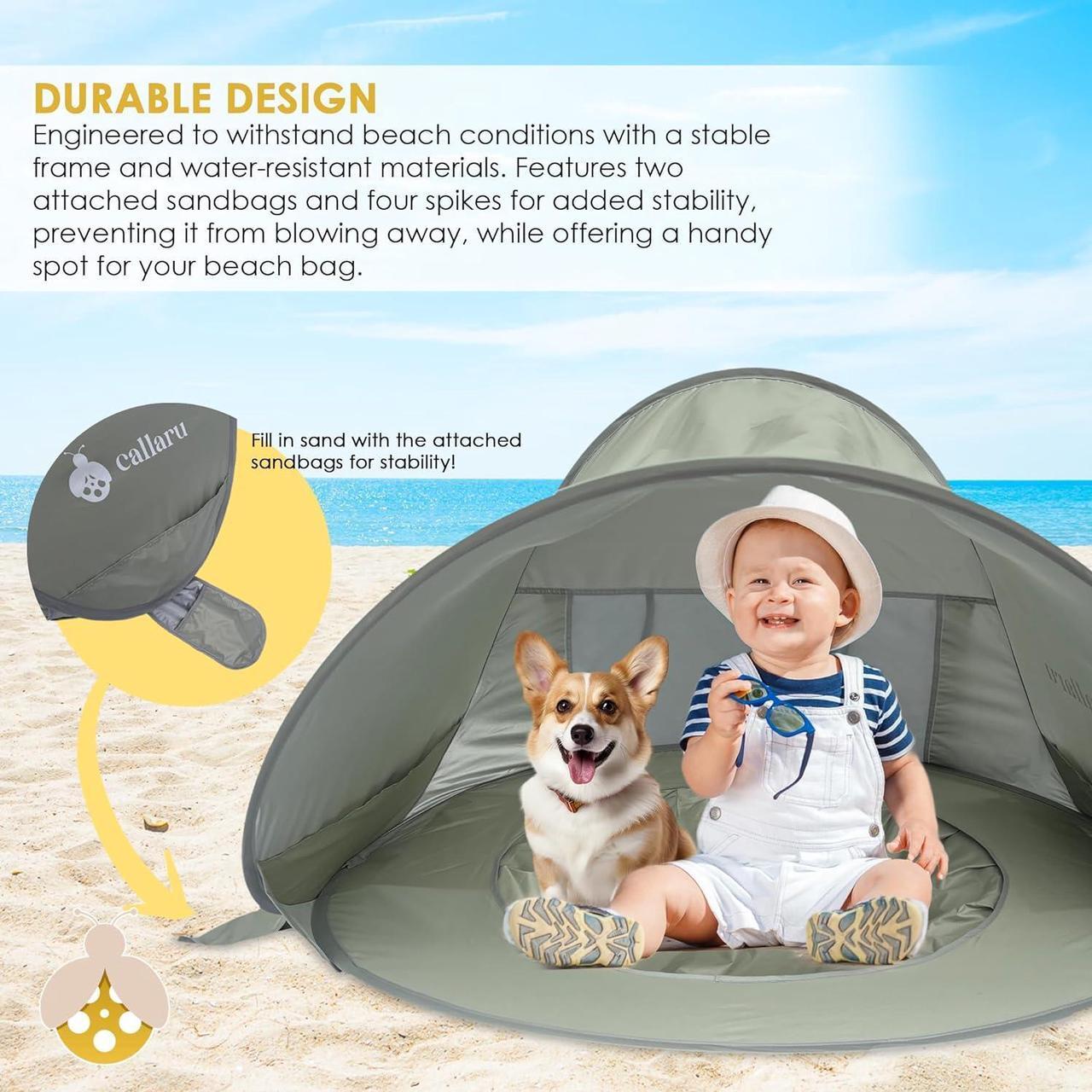 Alt view image 5 of 7 - Baby Beach Tent and Portable Shade Pool, UV Tent for Babies Pop-Up, UPF 50+ | Ideal Beach Tent Sun Shelter and Pop-Up Tent for Baby, Infant, & Pet | Outdoor Beach Shade and Toddler Cabana