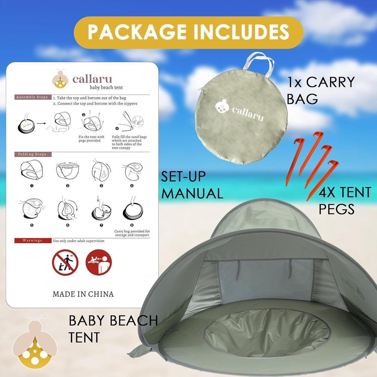Alt view image 6 of 7 - Baby Beach Tent and Portable Shade Pool, UV Tent for Babies Pop-Up, UPF 50+ | Ideal Beach Tent Sun Shelter and Pop-Up Tent for Baby, Infant, & Pet | Outdoor Beach Shade and Toddler Cabana