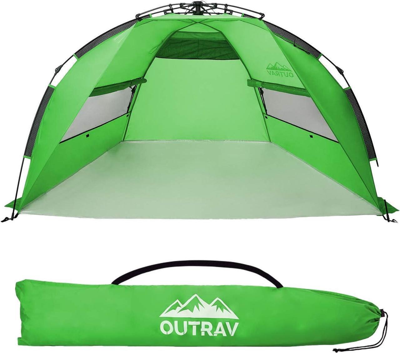 Main image of Outrav Pop Up Beach Tent - Quick and Easy Set Up, Family Size, Portable Sun and Water Shelter and Shade Canopy - for Fishing, Camping, Hiking and Outdoor Activities (Green)