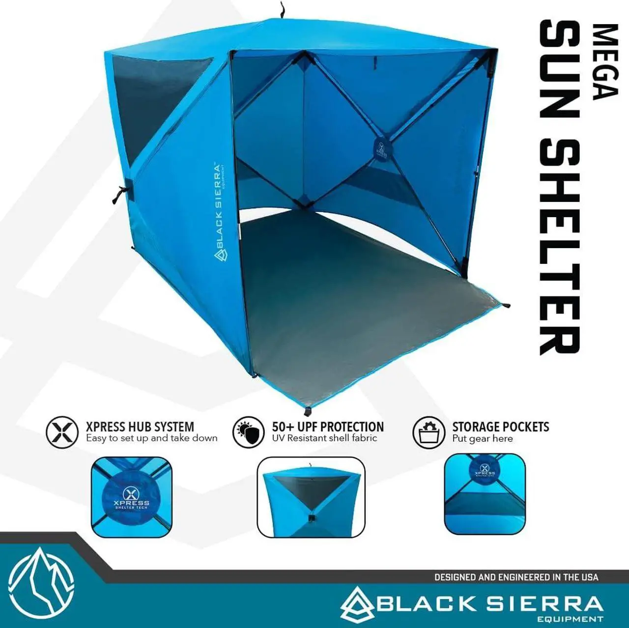 Alt view image 2 of 7 - Black Sierra Beach Tent with UPF 50+ Sun Protection, Easy Set Up Sun Shelter, Portable Lawn Canopy with Carry Bag, Outdoor Pop Up Cabana Shade for The Beach, Backyard, Sports, RV