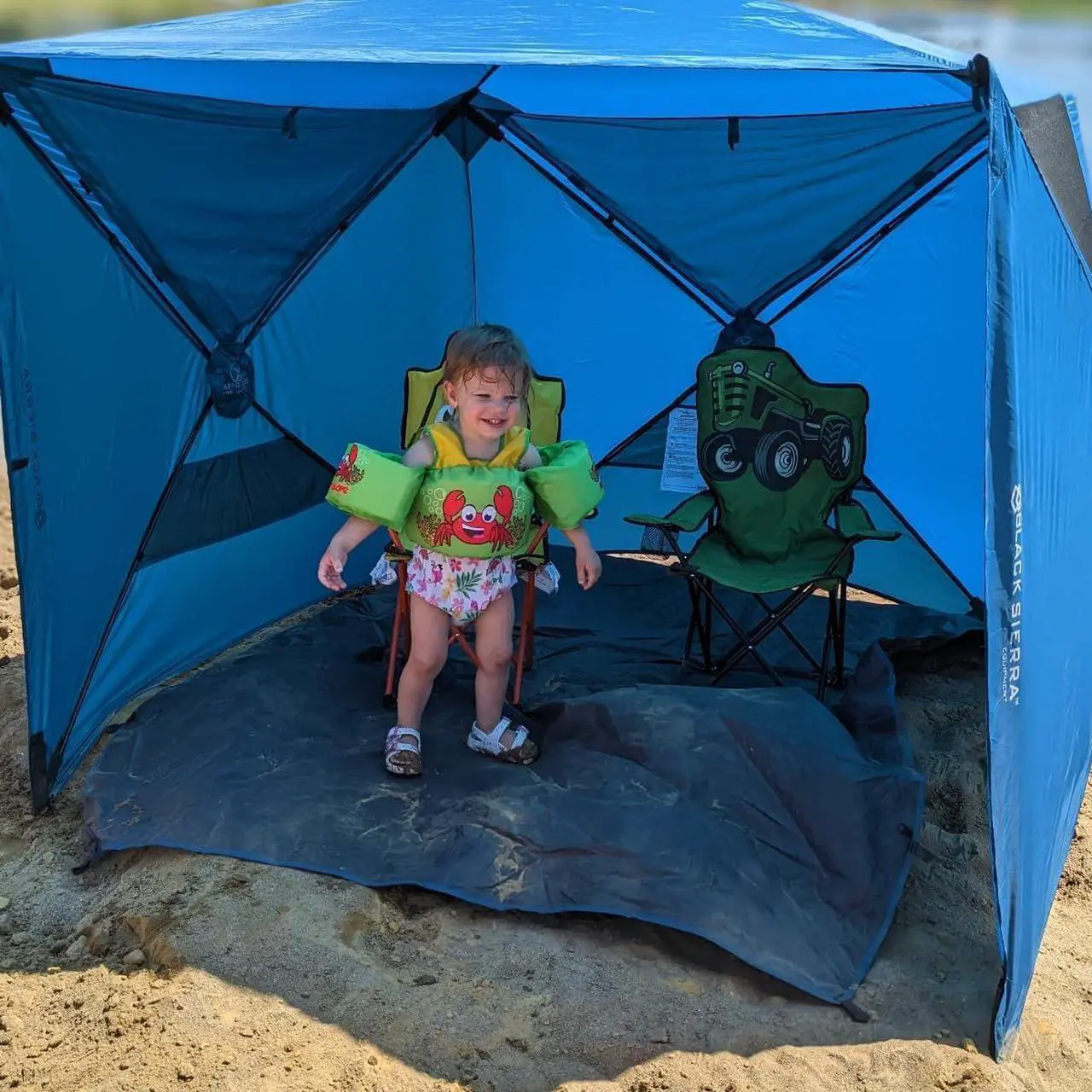 Alt view image 5 of 7 - Black Sierra Beach Tent with UPF 50+ Sun Protection, Easy Set Up Sun Shelter, Portable Lawn Canopy with Carry Bag, Outdoor Pop Up Cabana Shade for The Beach, Backyard, Sports, RV