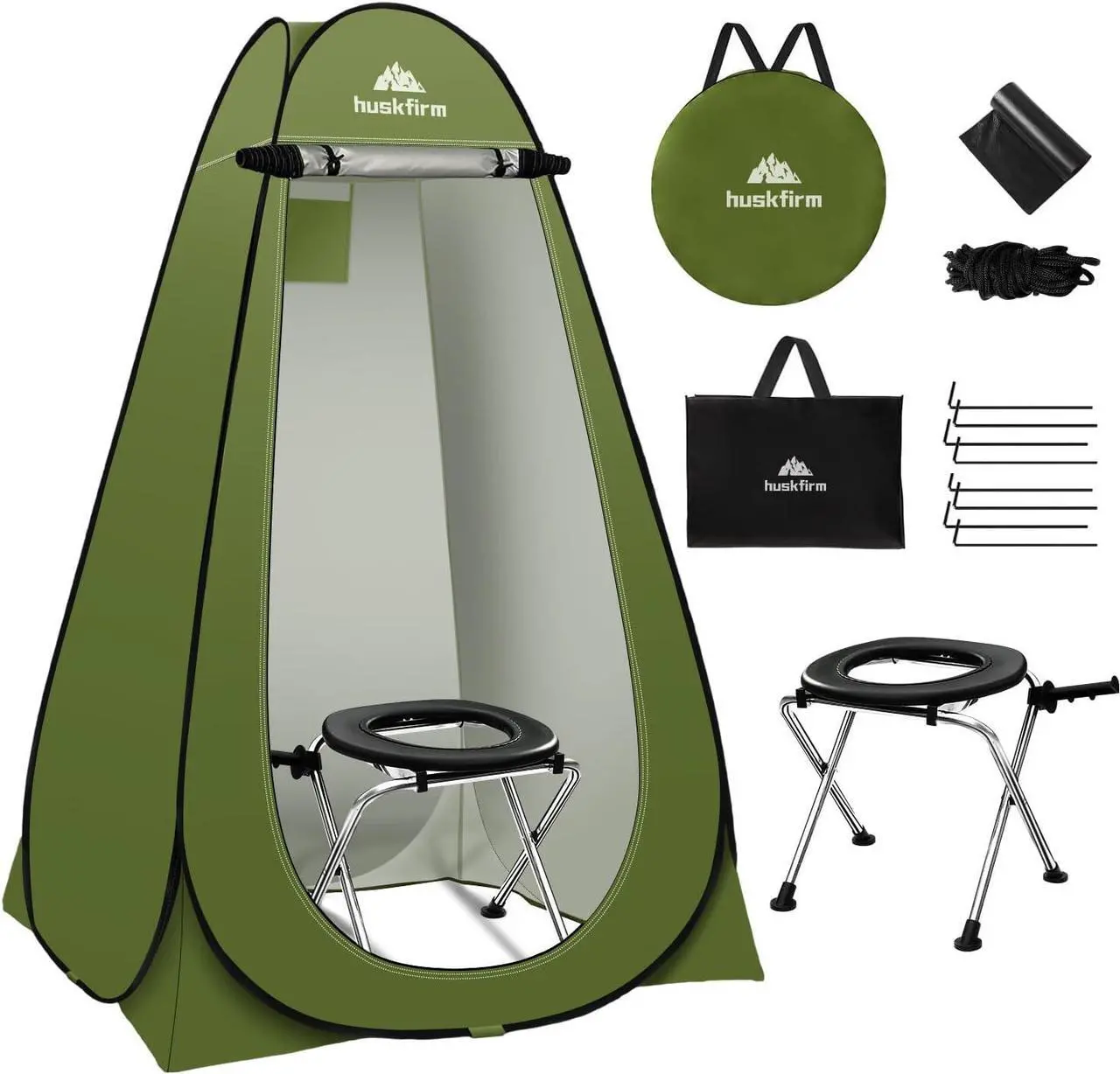 Main image of Portable Toilet Kit for Adults, Pop Up Privacy Tent, Stainless Steel Portable Camping Toilet with Toilet Tent, Instant Portable Outdoor Shower Tent Camp Toilet Changing Dressing Room