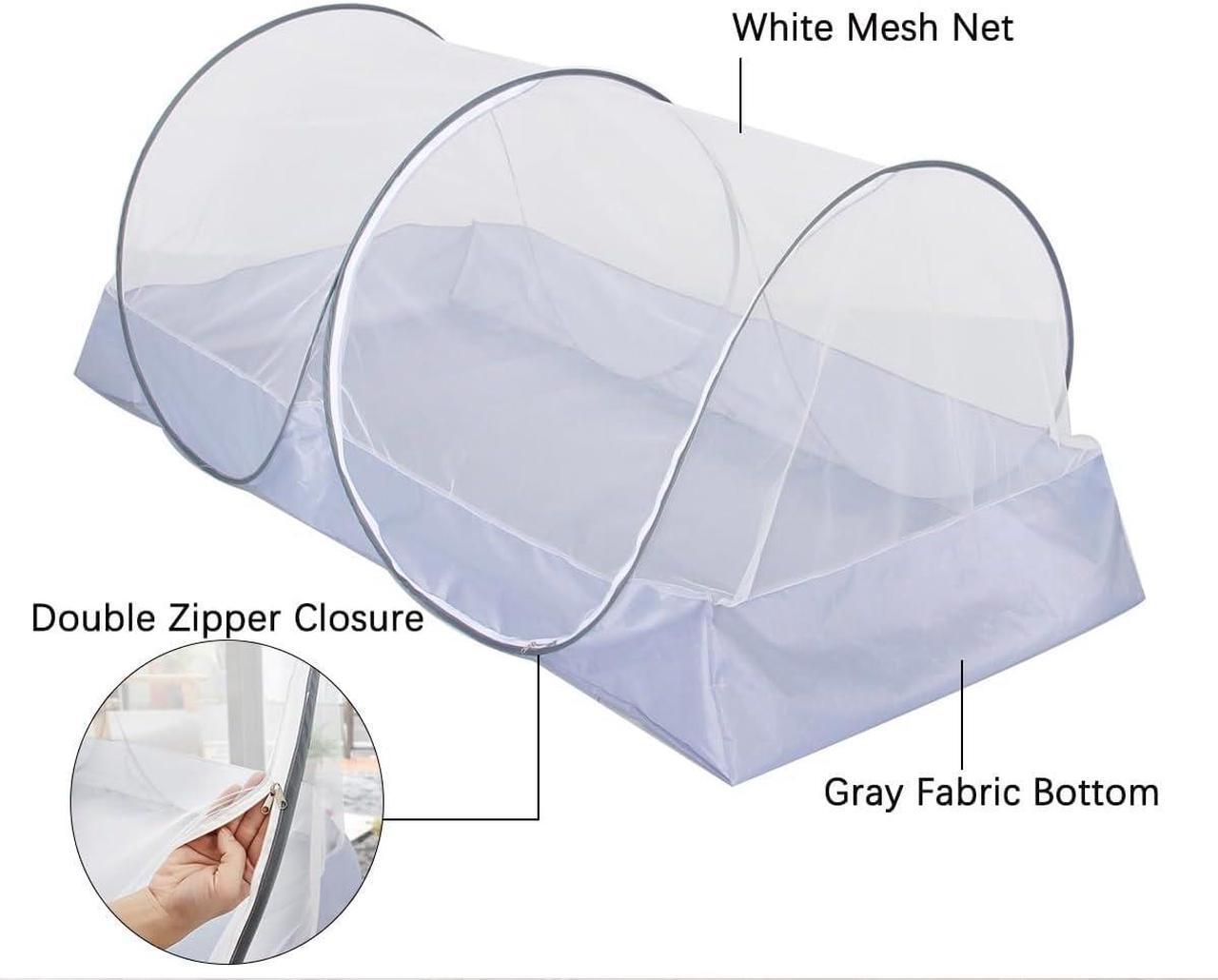 Alt view image 2 of 5 - Mengersi Mosquito Net Foldable Pop Up Travel Tent,Bed Canopy Camping Mosquito Net for Travel Bedroom and Outdoor Trip,Twin Size Bed (Gray)