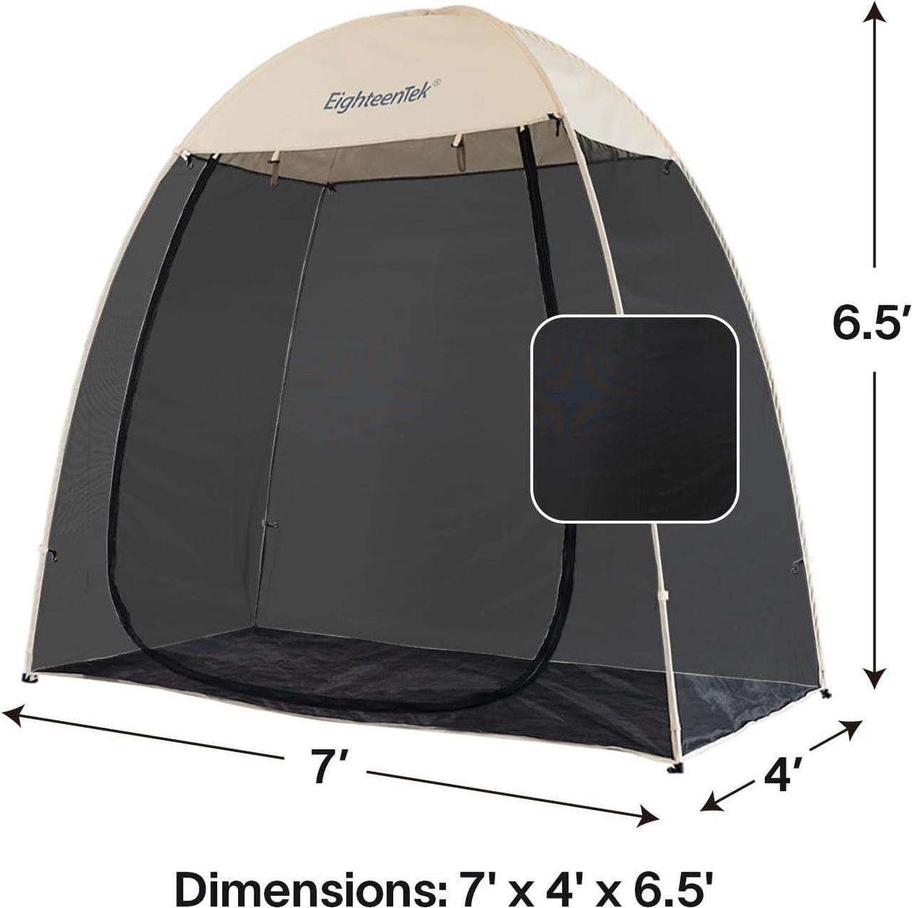 Alt view image 3 of 7 - EighteenTek Pod All Weather Sports Tent Shelter Screen House Room Pop Up Gazebo Outdoor Camping Canopy Tent Sun Shade Shelter Mesh Walls Not Waterproof 7'x4'x6.5'H Beige