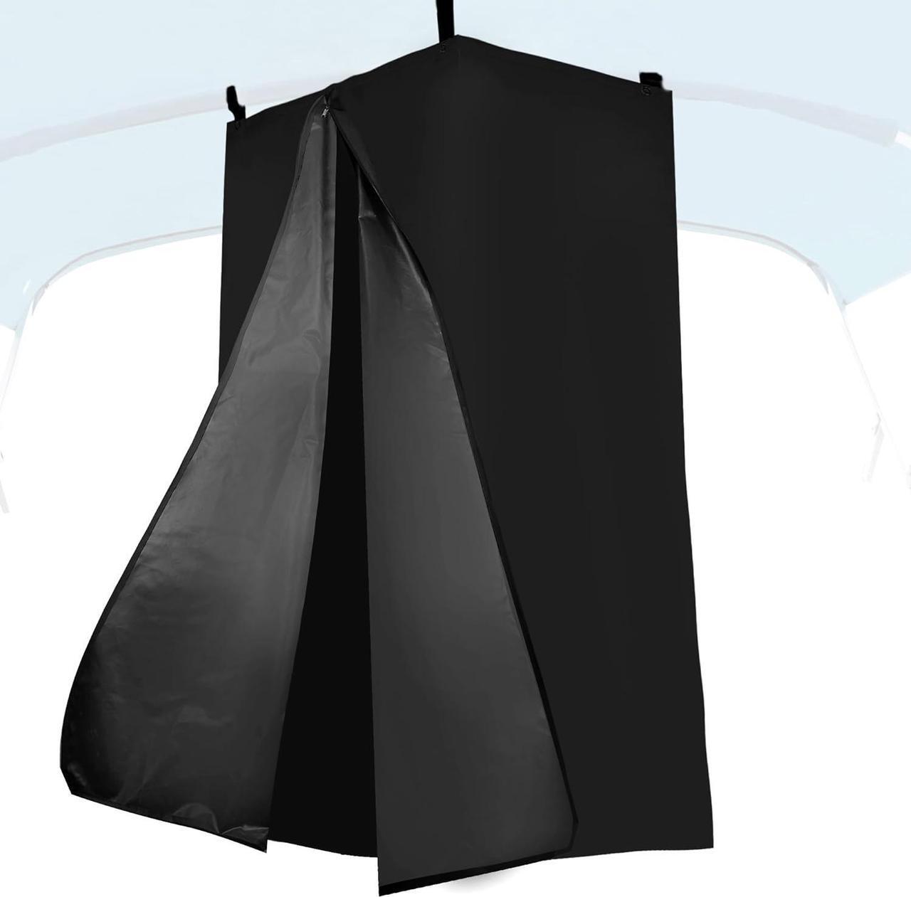 Main image of Privacy Tent for Boats, Heavy-Duty Hanging Changing Room for Pontoon Boats, Privacy Curtains for Pontoon Boats, Attaches to Bimini Top Poles (Black)