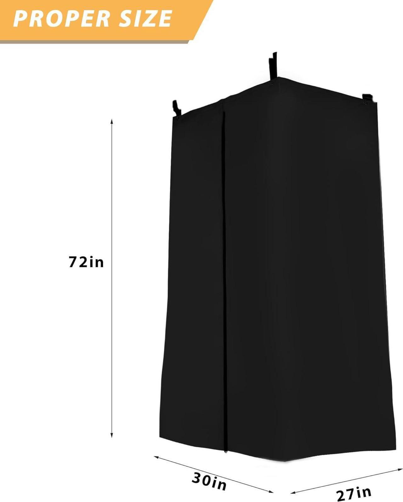Alt view image 6 of 7 - Privacy Tent for Boats, Heavy-Duty Hanging Changing Room for Pontoon Boats, Privacy Curtains for Pontoon Boats, Attaches to Bimini Top Poles (Black)