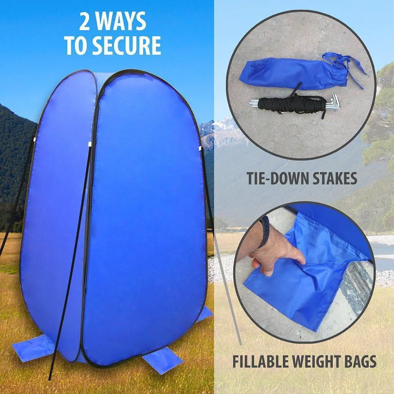 Alt view image 6 of 7 - Pop-Up Room in a Bag Instant Portable Changing, Shower and Bathroom with Dura-light Steel Frame and Weather-Resistant material for for Pontoon / Deck / Fishing / Sail Boat. Included Tie-Down Kit.
