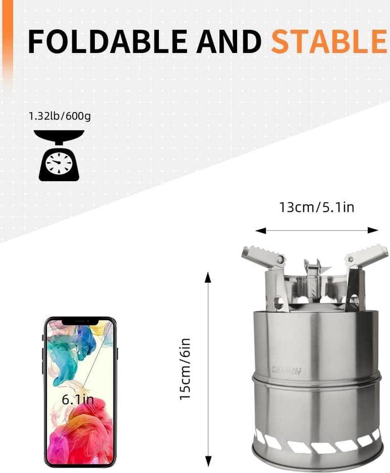 Alt view image 4 of 7 - CANWAY Camping Stove, Wood Stove/Backpacking Survival Stove, Windproof Anti-Slip Portable Stainless Steel Wood Burning Stove with Nylon Carry Bag for Outdoor Backpacking Hiking Traveling Picnic BBQ