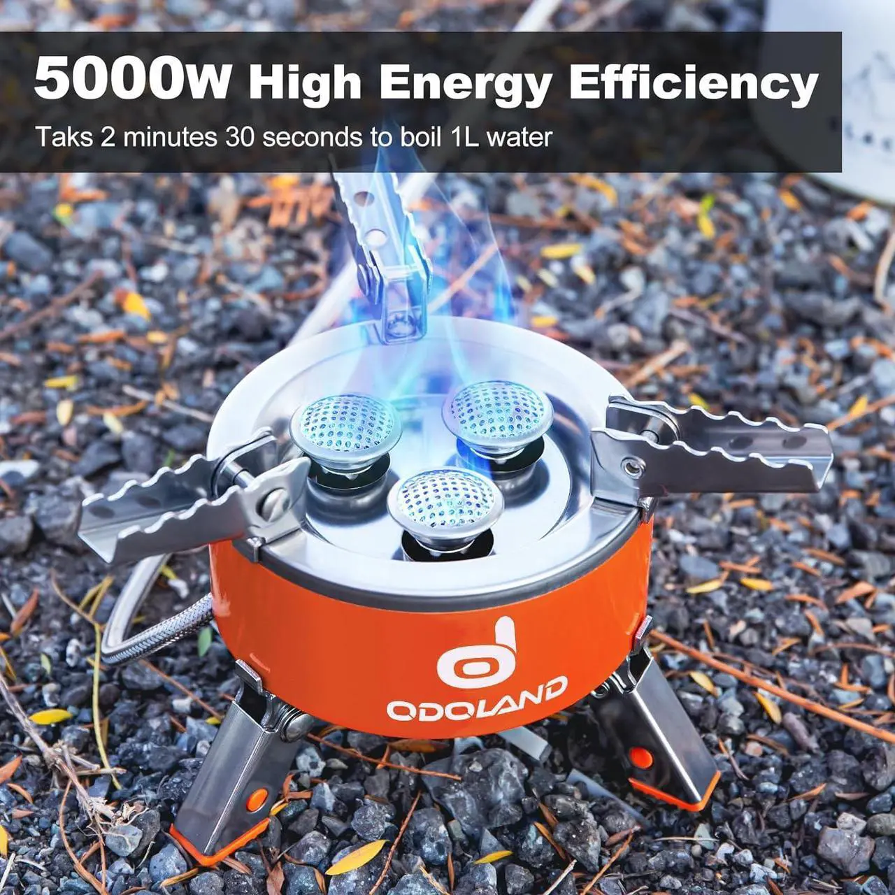 Alt view image 2 of 6 - Odoland 5000W Portable Camping Stove Lightweight Camp Stove Collapsible Backpacking Stove with EVA Box for Outdoor Camping Cooking Hiking and Picnic