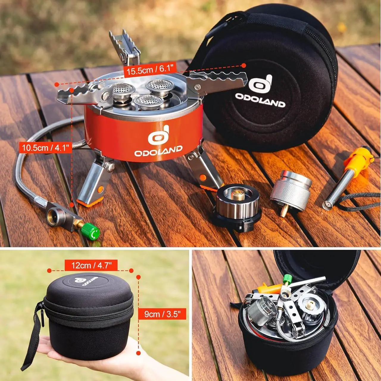 Alt view image 6 of 6 - Odoland 5000W Portable Camping Stove Lightweight Camp Stove Collapsible Backpacking Stove with EVA Box for Outdoor Camping Cooking Hiking and Picnic