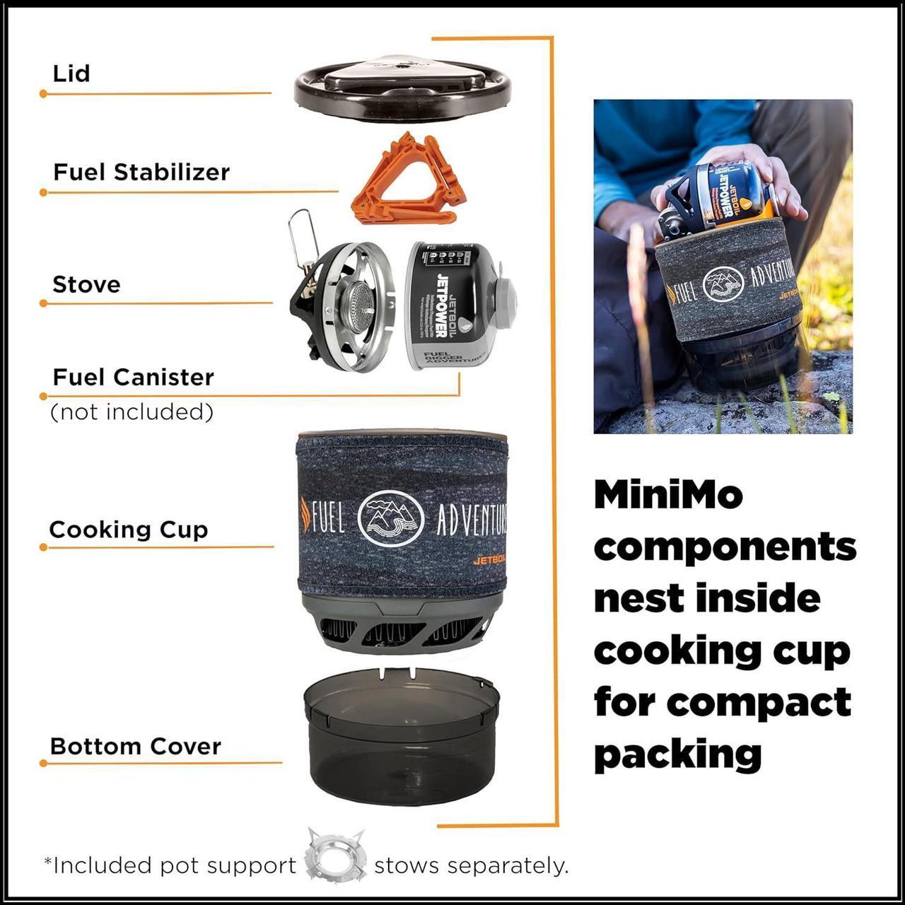 Alt view image 4 of 6 - Jetboil MiniMo Camping and Backpacking Stove Cooking System with Adjustable Heat Control