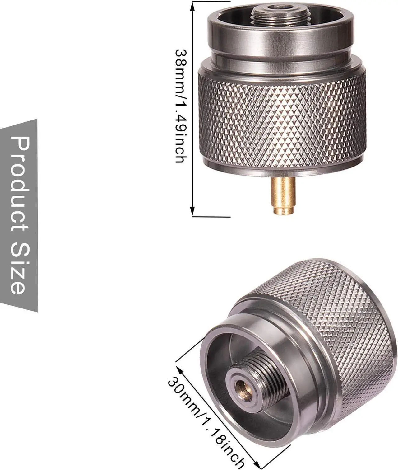 Alt view image 2 of 7 - Camping Stove Adapter 1 Lb Propane Small Tank Input EN417 Lindal Valve Output Cylinder LPG Canister Adapter/Flat Canister to 1L MAPP Gas Tank Adapter Input: EN417 Canister Output: Propane Gas Stove