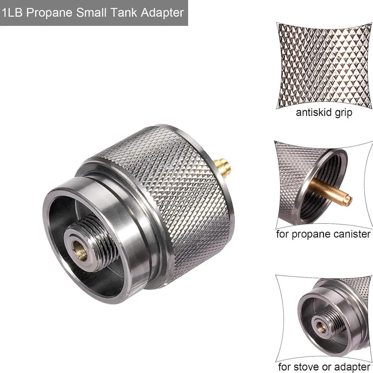 Alt view image 3 of 7 - Camping Stove Adapter 1 Lb Propane Small Tank Input EN417 Lindal Valve Output Cylinder LPG Canister Adapter/Flat Canister to 1L MAPP Gas Tank Adapter Input: EN417 Canister Output: Propane Gas Stove