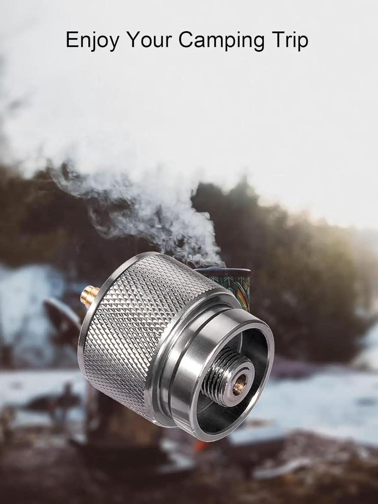 Alt view image 7 of 7 - Camping Stove Adapter 1 Lb Propane Small Tank Input EN417 Lindal Valve Output Cylinder LPG Canister Adapter/Flat Canister to 1L MAPP Gas Tank Adapter Input: EN417 Canister Output: Propane Gas Stove