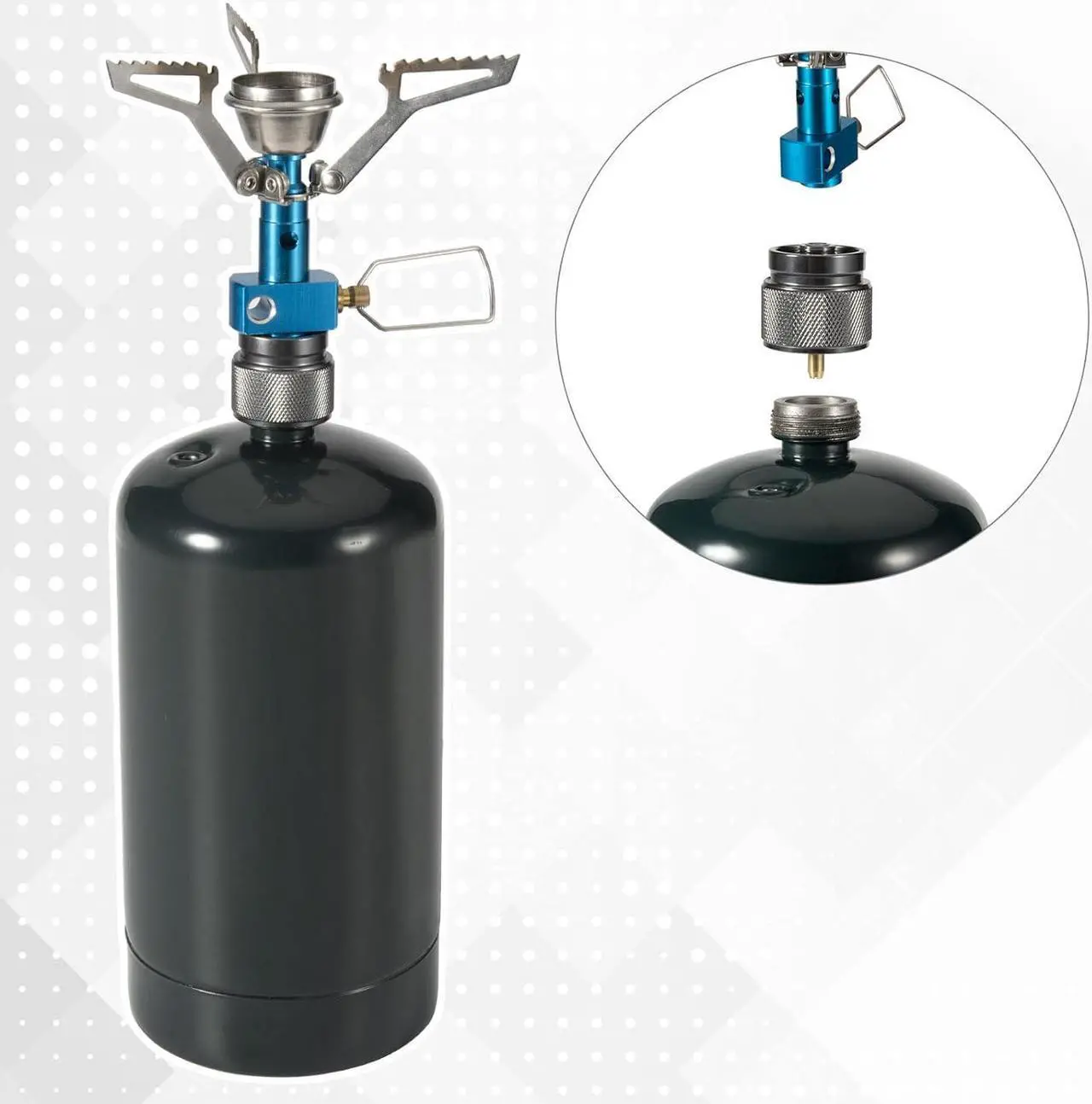 Alt view image 6 of 7 - Camping Stove Adapter 1 Lb Propane Small Tank Input EN417 Lindal Valve Output Cylinder LPG Canister Adapter/Flat Canister to 1L MAPP Gas Tank Adapter Input: EN417 Canister Output: Propane Gas Stove