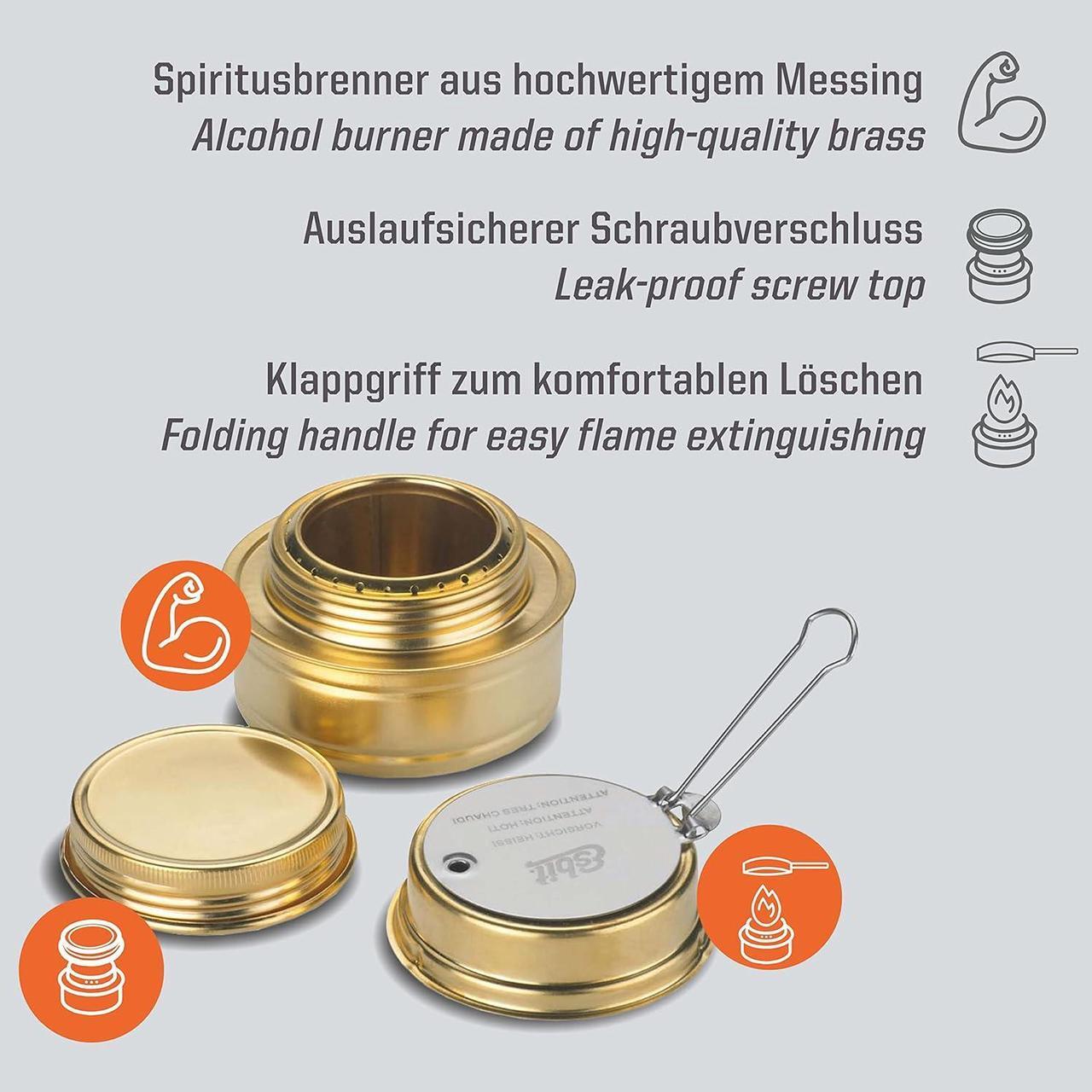 Alt view image 2 of 7 - Esbit Brass Alcohol Burner Camping Stove with Variable Temperature Control