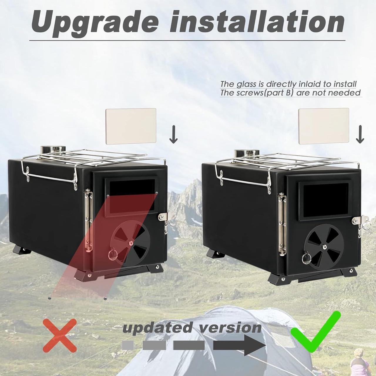 Alt view image 4 of 7 - LAZZO Camping Tent Stove, Portable Wood Burning Stove with Pipes for tent, Heating Burner Stove for Camping, Outdoor Camping Tent Wood Stove for Cooking, Ice-fishing,Travel, Hiking,Backpacking trip