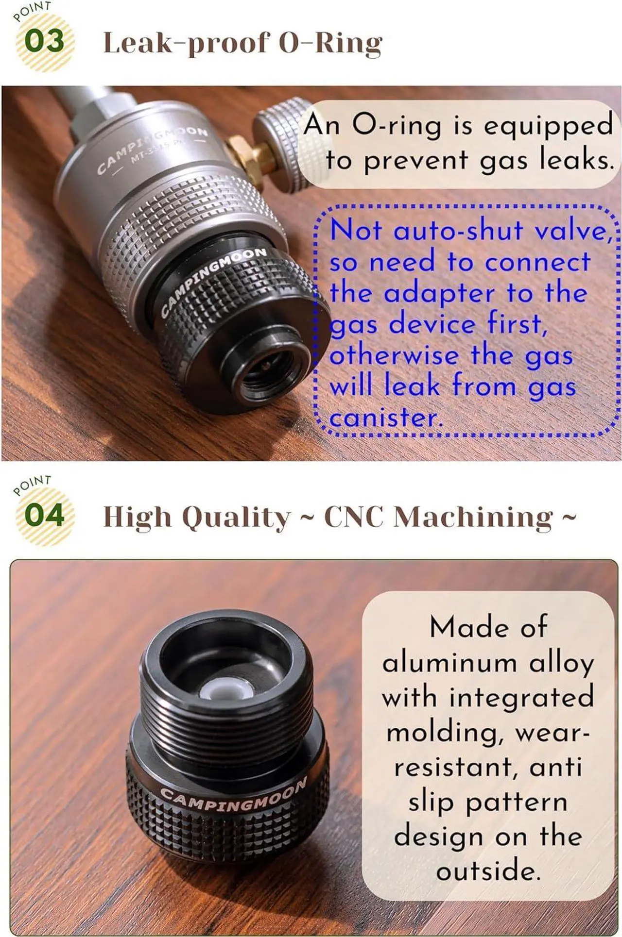 Alt view image 5 of 7 - CAMPINGMOON Camping Canister Propane Gas Stove Grill Adapter, Input: EN417 Lindal Valve Canister, Output: CGA 600 Connection BKZ20 (Black CGA 600 Adapter)