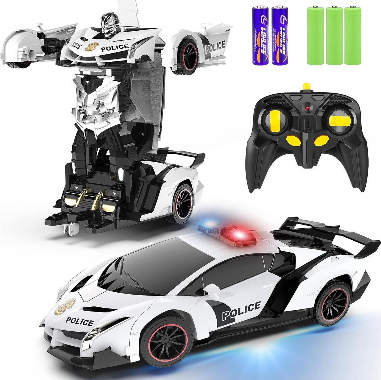 Main image of FDJ Remote Control Car - Transform Toys Car Robot, One Button Deformation to Robot with Flashing Light, 2.4Ghz 1:18 Scale Transforming Police Car Kids Toys with 360 Degree Rotating, Girls Boys Toys