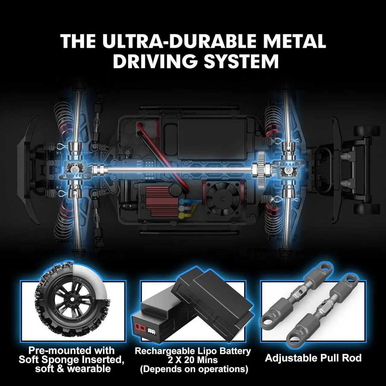 Alt view image 4 of 6 - HYPER GO H16BM 1/16 RTR Brushless Fast RC Cars for Adults, Max 42mph Electric Off-Road RC Truck, High Speed RC Car 4WD Remote Control Car with 2 Lipo Batteries for Adult, Compatible with 3S Lipo