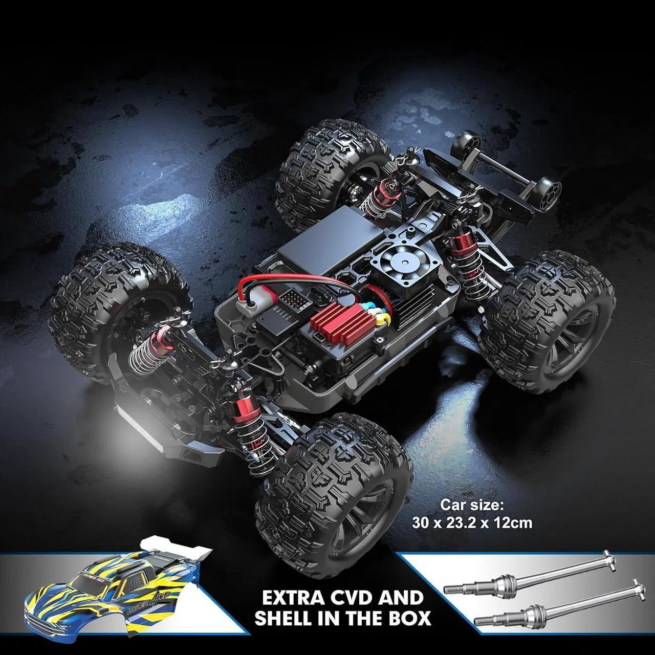 Alt view image 6 of 6 - HYPER GO H16BM 1/16 RTR Brushless Fast RC Cars for Adults, Max 42mph Electric Off-Road RC Truck, High Speed RC Car 4WD Remote Control Car with 2 Lipo Batteries for Adult, Compatible with 3S Lipo