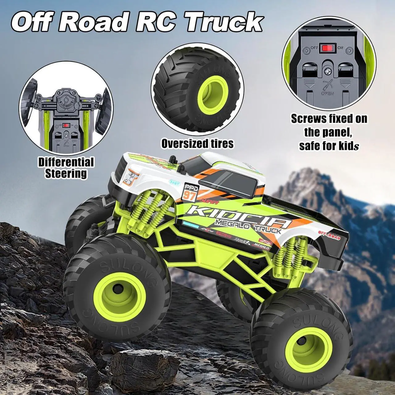 Alt view image 3 of 7 - Scientoy Remote Control Car, 20KM/H Monster Truck Toys for Ages 5-7, 1:16 Scale All Terrain RC Cars for Boys & Girls Age 4-7, 2.4Ghz Off Road RC Truck, Christmas Birthday Gift for Kids