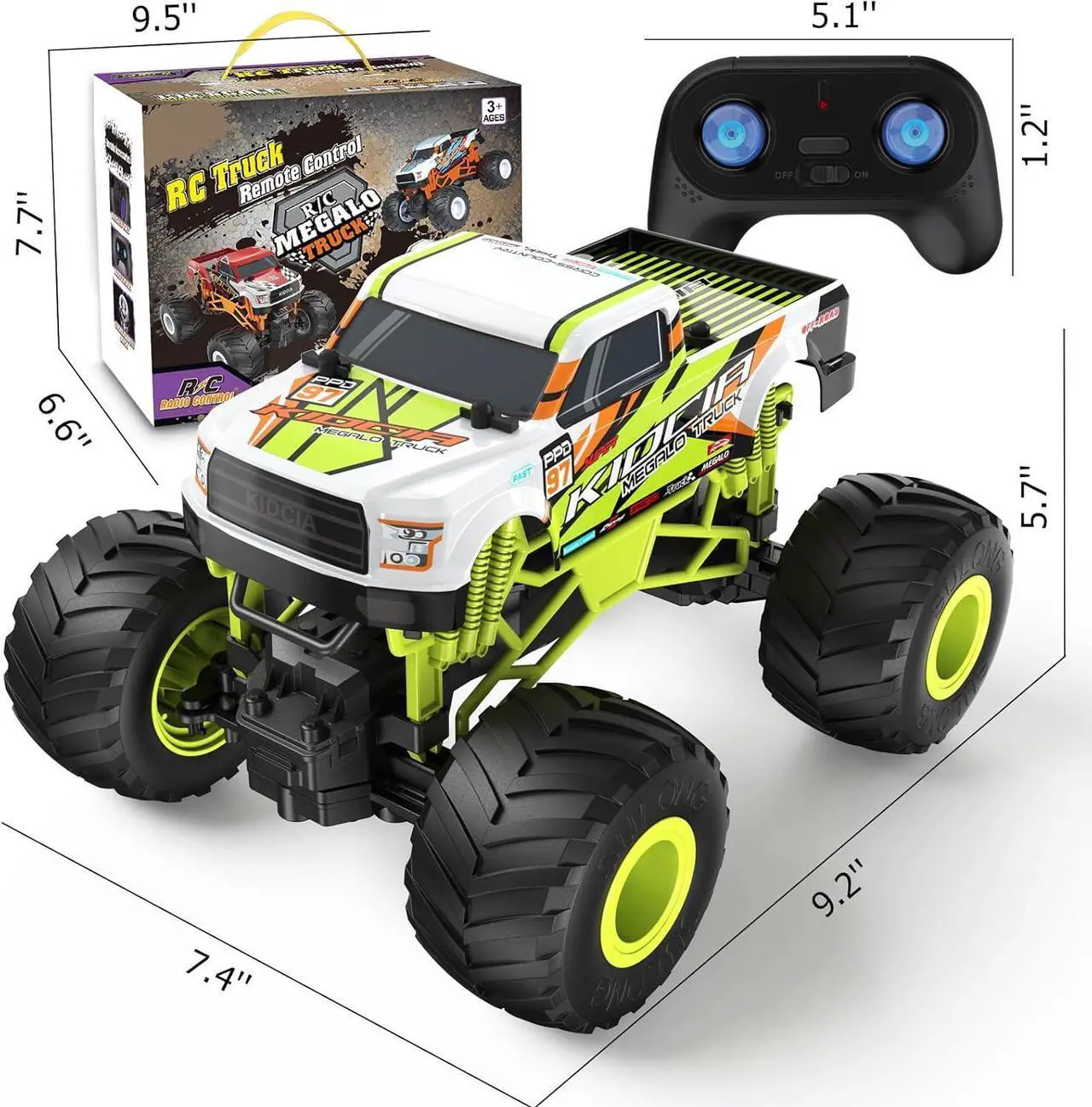 Alt view image 4 of 7 - Scientoy Remote Control Car, 20KM/H Monster Truck Toys for Ages 5-7, 1:16 Scale All Terrain RC Cars for Boys & Girls Age 4-7, 2.4Ghz Off Road RC Truck, Christmas Birthday Gift for Kids