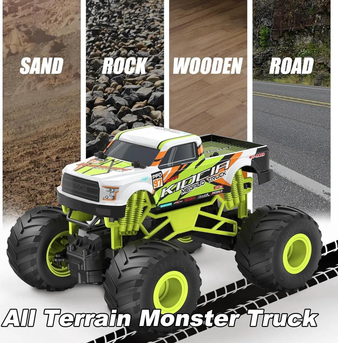 Alt view image 6 of 7 - Scientoy Remote Control Car, 20KM/H Monster Truck Toys for Ages 5-7, 1:16 Scale All Terrain RC Cars for Boys & Girls Age 4-7, 2.4Ghz Off Road RC Truck, Christmas Birthday Gift for Kids