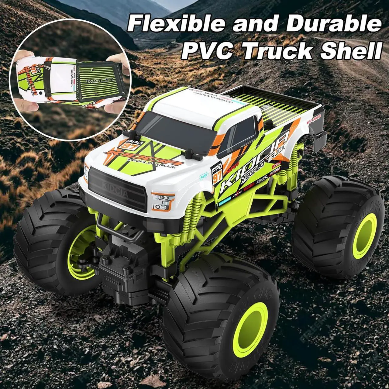 Alt view image 5 of 7 - Scientoy Remote Control Car, 20KM/H Monster Truck Toys for Ages 5-7, 1:16 Scale All Terrain RC Cars for Boys & Girls Age 4-7, 2.4Ghz Off Road RC Truck, Christmas Birthday Gift for Kids