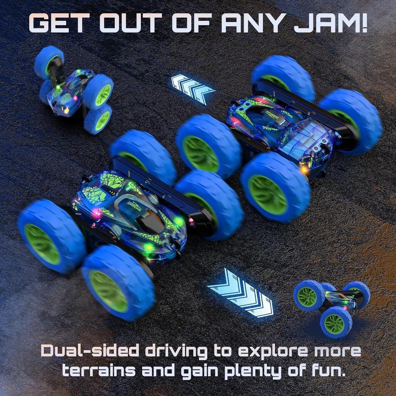 Alt view image 2 of 6 - Remote Control Car - 2.4Ghz RC Cars with LED Lights, RC Stunt Car for Kids, Christmas Birthday Gift for Boys Age 3 4 5 6 7 8 Years Old
