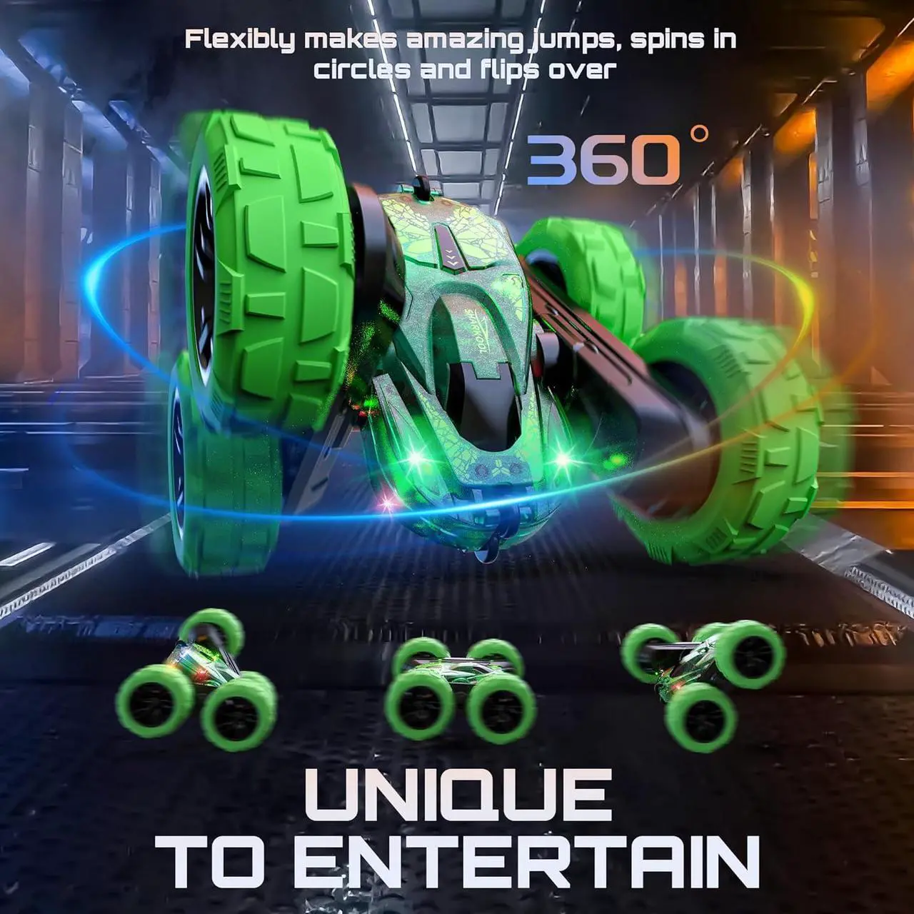 Alt view image 3 of 6 - Remote Control Car - 2.4Ghz RC Cars with LED Lights, RC Stunt Car for Kids, Christmas Birthday Gift for Boys Age 3 4 5 6 7 8 Years Old