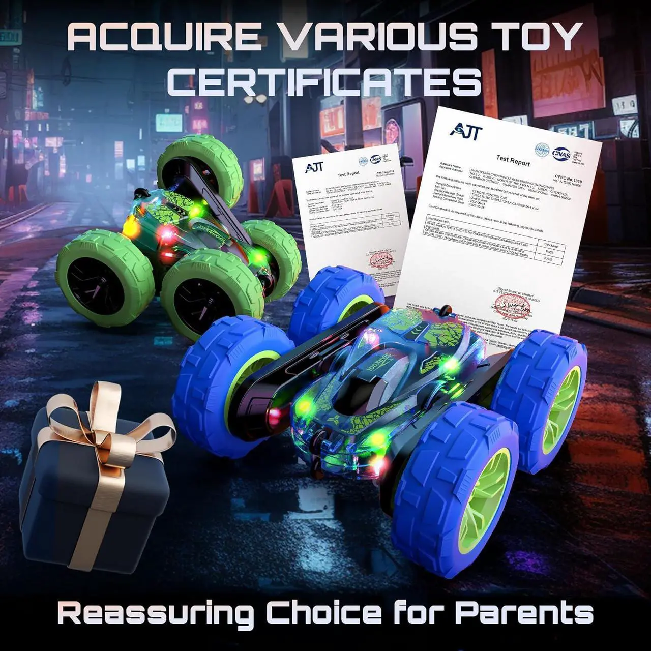 Alt view image 6 of 6 - Remote Control Car - 2.4Ghz RC Cars with LED Lights, RC Stunt Car for Kids, Christmas Birthday Gift for Boys Age 3 4 5 6 7 8 Years Old