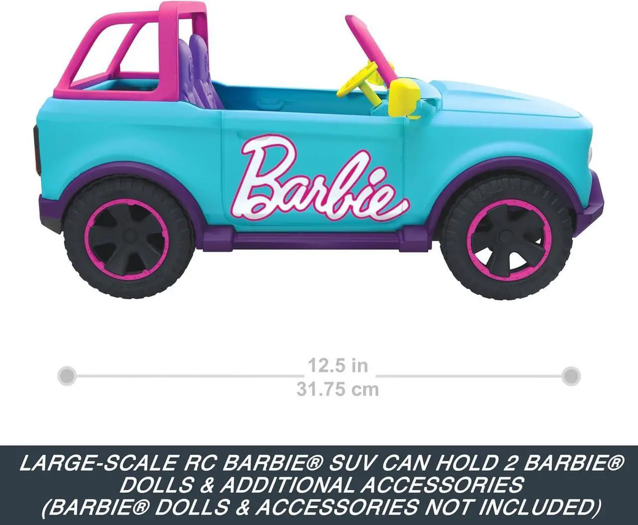 Alt view image 3 of 7 - Hot Wheels Barbie RC SUV, Remote-Control Pink Vehicle That Fits 2 Barbie Dolls & Accessories, Includes Kid-Applied Stickers for Customization