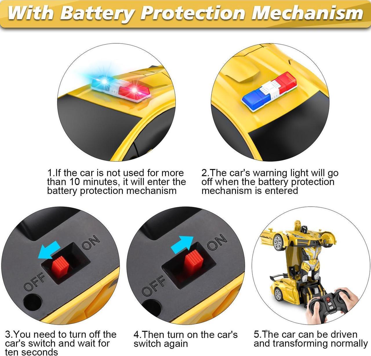 Alt view image 6 of 7 - Remote Control Car, Transform Robot RC Cars, 2.4Ghz Transforming Police Car Toy with LED Light, One-Button Deformation & Rotating Drifting, Toys for 5+ Year Boys/Girls