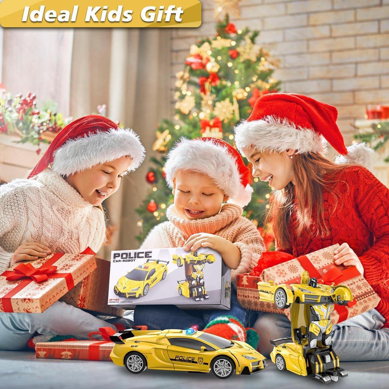 Alt view image 7 of 7 - Remote Control Car, Transform Robot RC Cars, 2.4Ghz Transforming Police Car Toy with LED Light, One-Button Deformation & Rotating Drifting, Toys for 5+ Year Boys/Girls