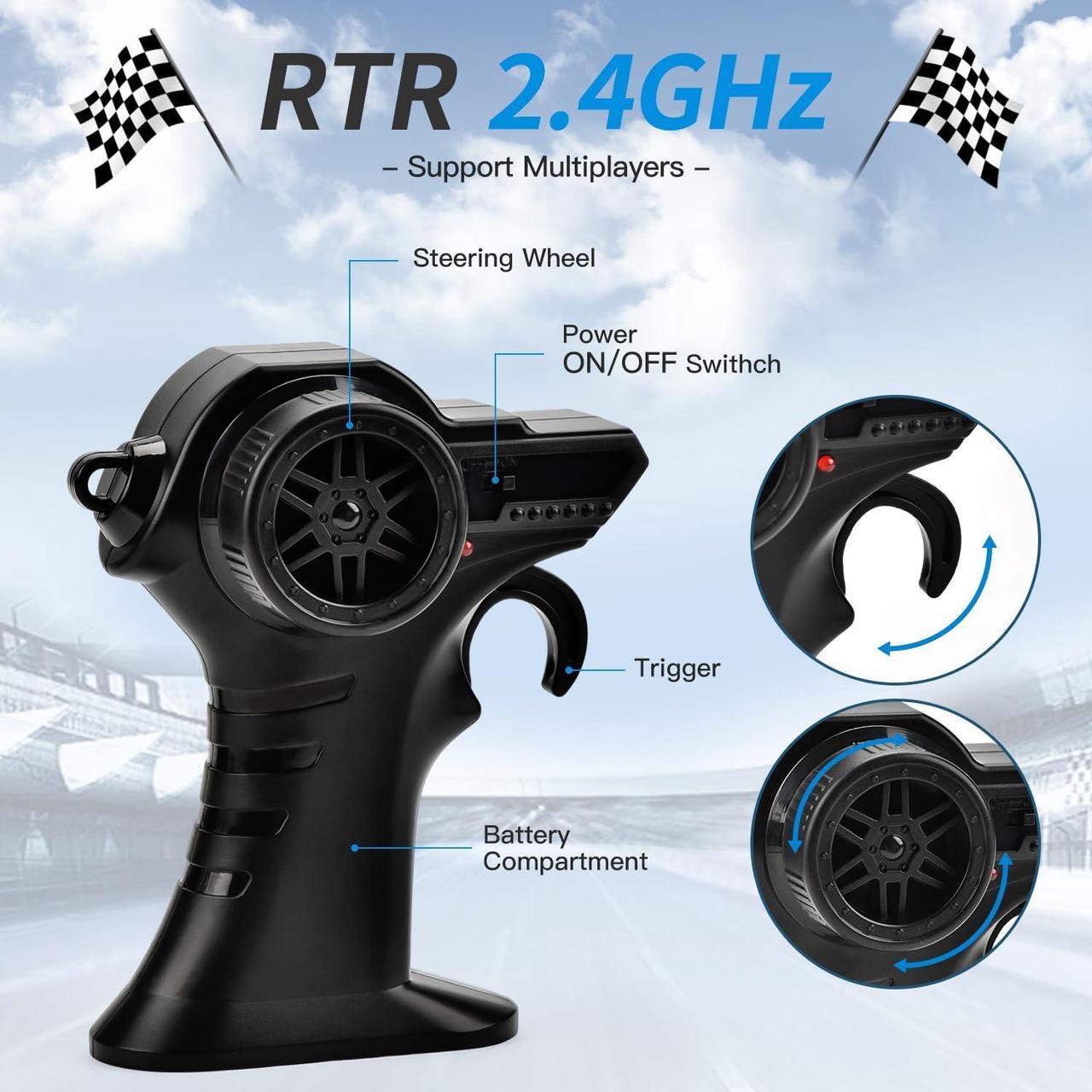 Alt view image 7 of 7 - Remote Control Car, 2.4Ghz Glow-up RC Cars with Body Lights & Headlights, 2 Rechargeable Batteries for 40 Min Play, 20 KM/H All Terrain Off-Road Monster Truck,Toys for Boys Kids Age 4-7 8-12 Xmas Gift