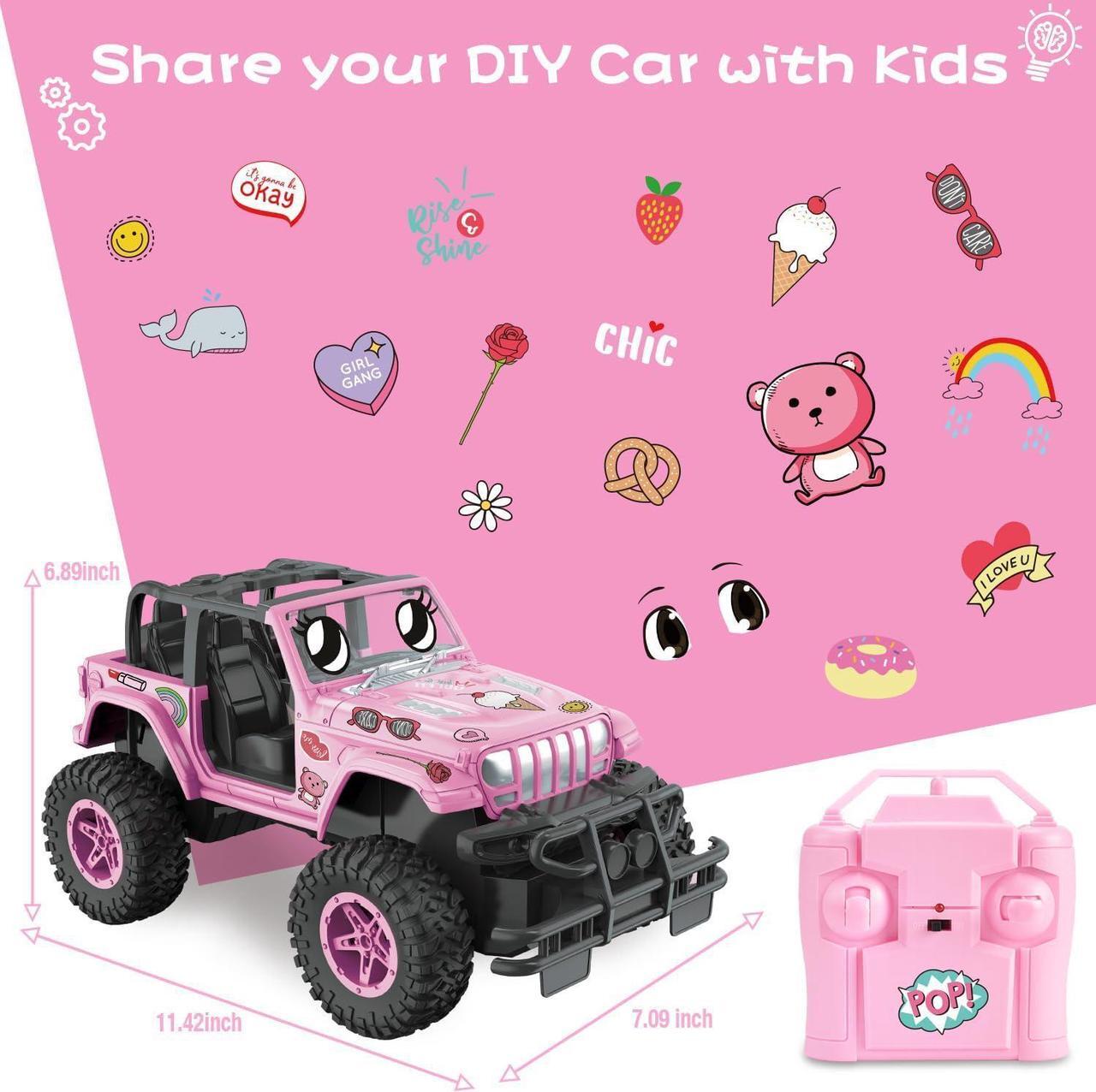 Alt view image 5 of 7 - NQD Remote Control Car, Rechargeable RC Racing Cars with Stickers 1:16 Scale, 80 Min Play, 2.4Ghz Off Road Trucks All Terrain Toys Gifts for 3-Year-Old Girls