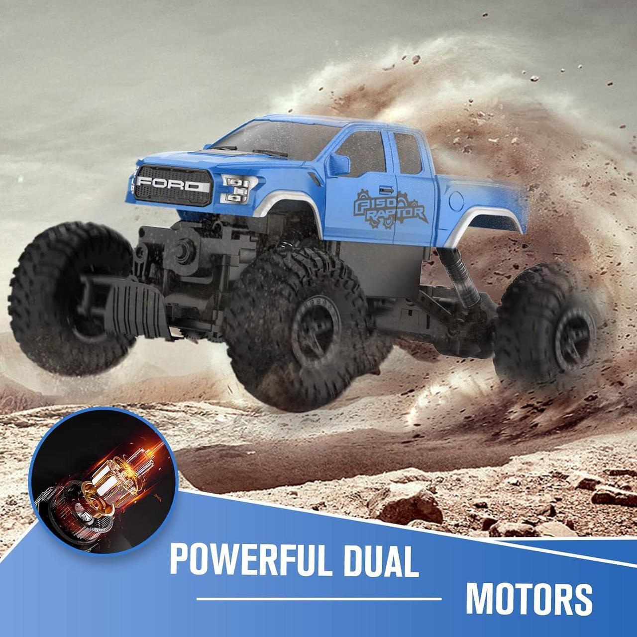 Alt view image 2 of 7 - DOUBLE E Ford Raptor F150 RC Car 4WD Monster Trucks for Boys,11 Inches Off Road Crawler Vehicle RC Truck Toy Gift for Boys Girls 6 7 8-12 Years-Blue