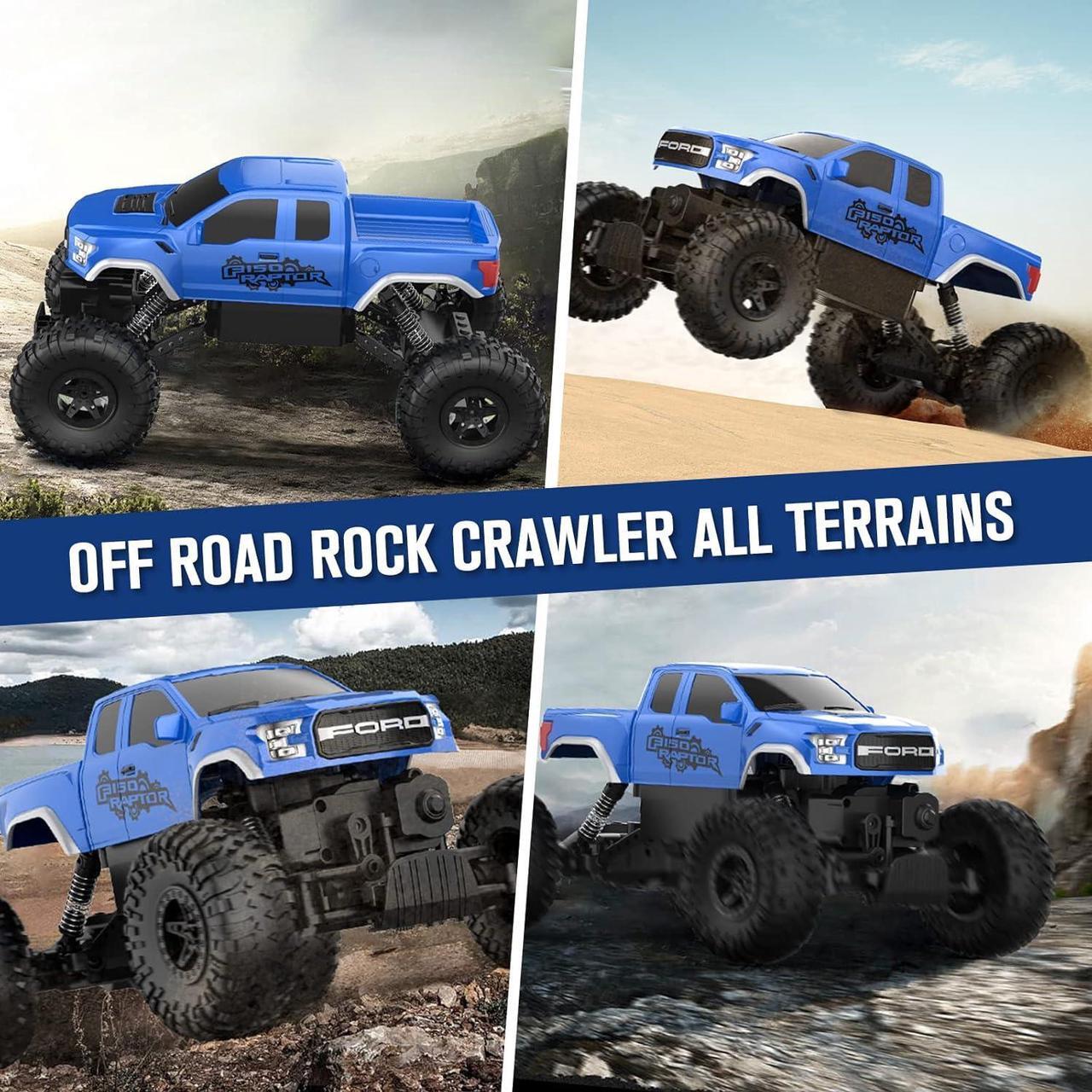 Alt view image 3 of 7 - DOUBLE E Ford Raptor F150 RC Car 4WD Monster Trucks for Boys,11 Inches Off Road Crawler Vehicle RC Truck Toy Gift for Boys Girls 6 7 8-12 Years-Blue