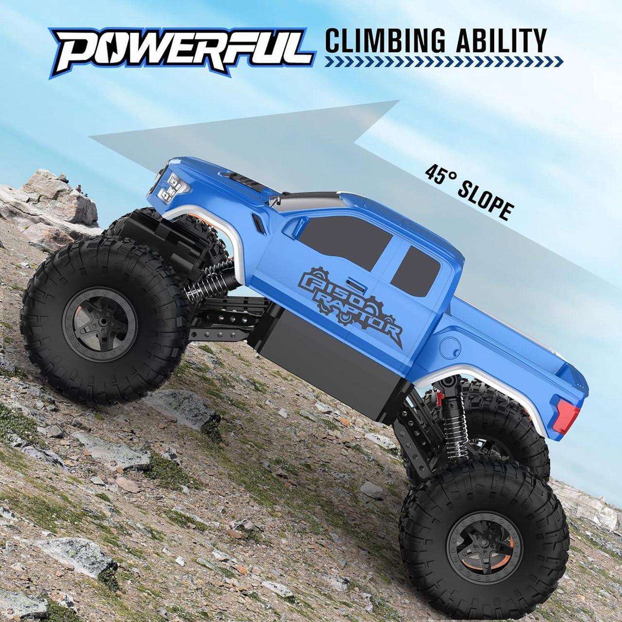 Alt view image 4 of 7 - DOUBLE E Ford Raptor F150 RC Car 4WD Monster Trucks for Boys,11 Inches Off Road Crawler Vehicle RC Truck Toy Gift for Boys Girls 6 7 8-12 Years-Blue