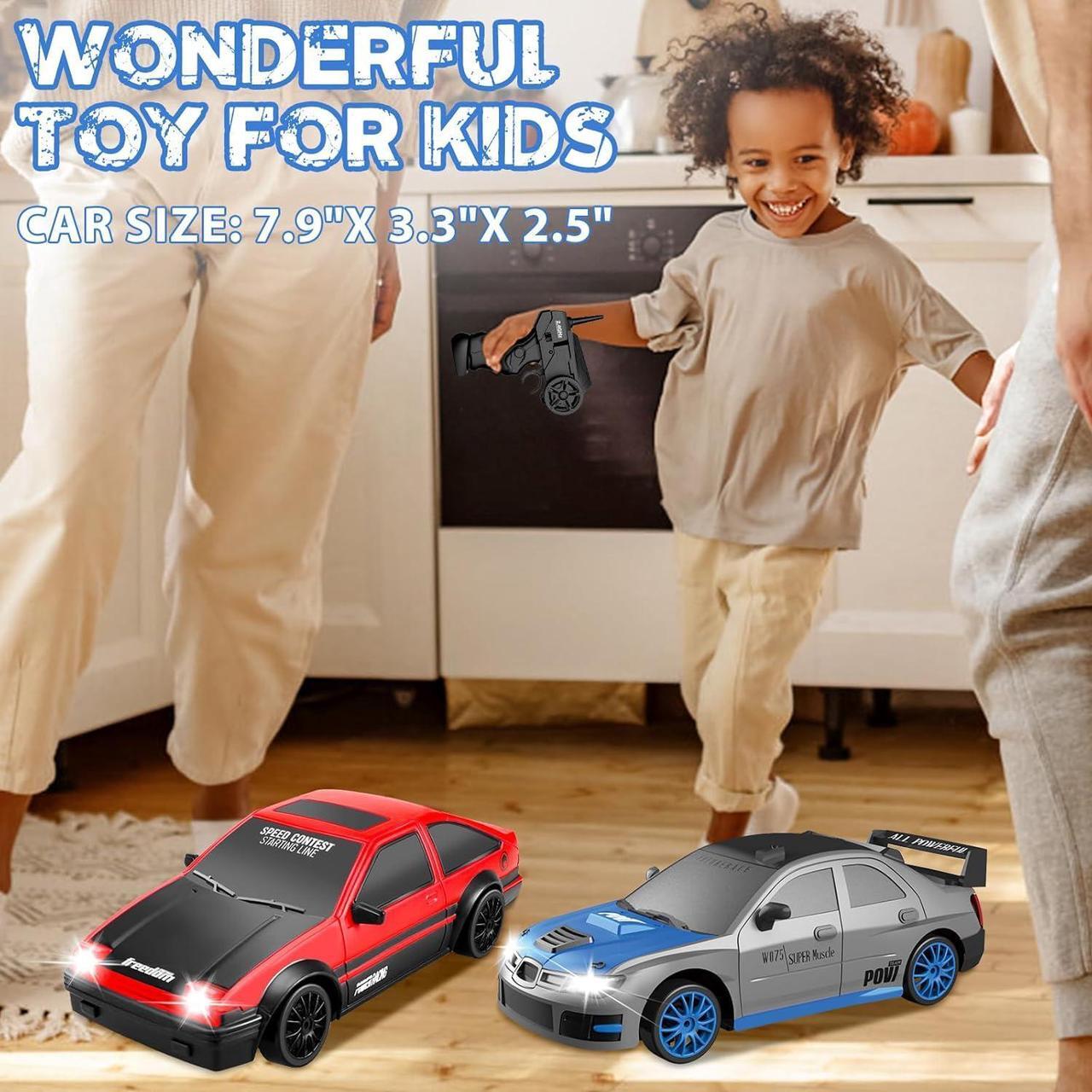 Alt view image 6 of 6 - Remote Control Car, 1/24 2.4GHz 4WD RC Drift Car High Speed RC Cars with Cool Lights, Rechargeable Battery and Extra Tires Toys for Kids (Grey)