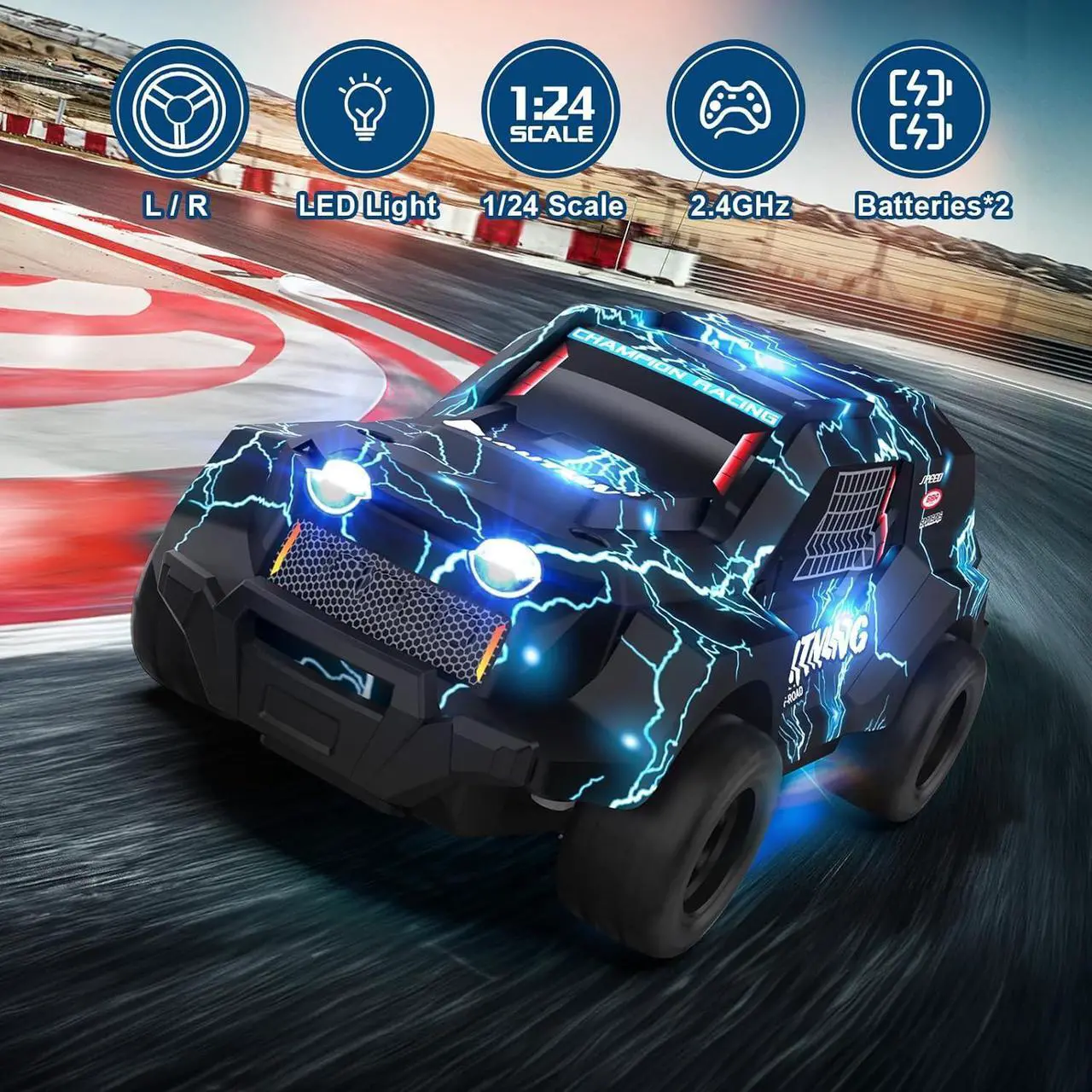 Alt view image 2 of 7 - Remote Control Car for Boys 4-7, Off Road Mini RC Car for Kids, Cool Light Up 1/24 Scale Hobby RC Cars Truck Race Car Toy Christmas Birthday Gifts for 3 4 5 6 7 8 Years Old Boys