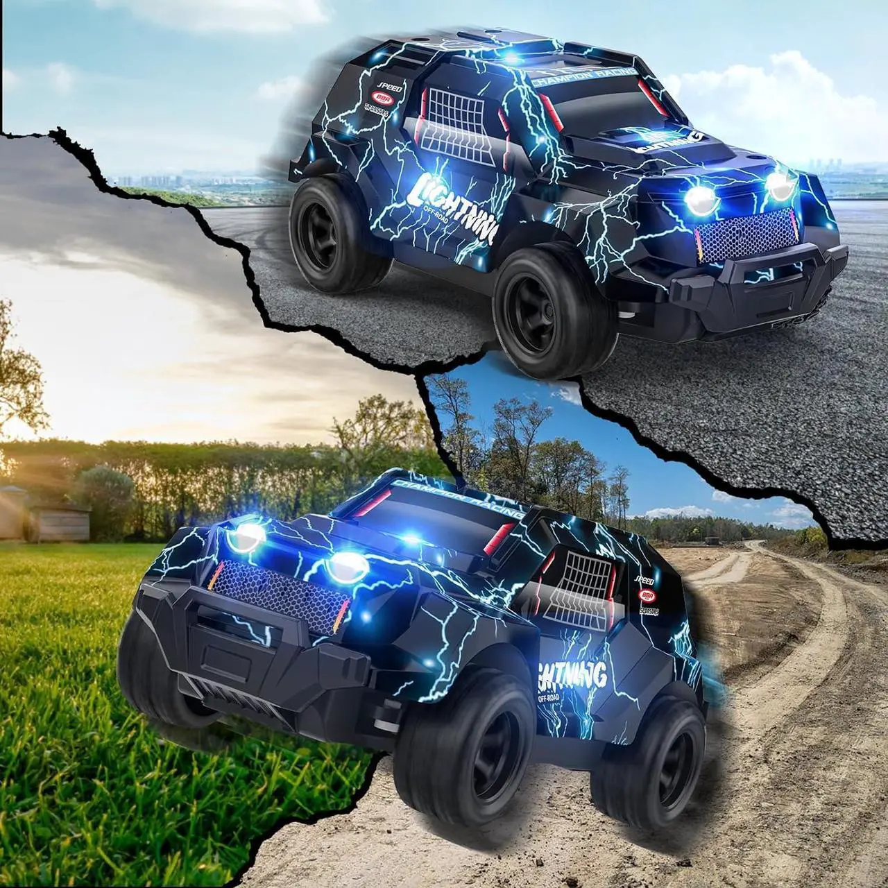 Alt view image 3 of 7 - Remote Control Car for Boys 4-7, Off Road Mini RC Car for Kids, Cool Light Up 1/24 Scale Hobby RC Cars Truck Race Car Toy Christmas Birthday Gifts for 3 4 5 6 7 8 Years Old Boys